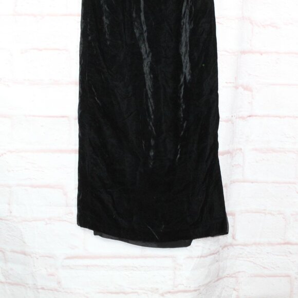 Vintage Geary Roark Kamisato 90s Black Rayon Side Slit Lattice Back Midi Dress 6 - Picture 4 of 9